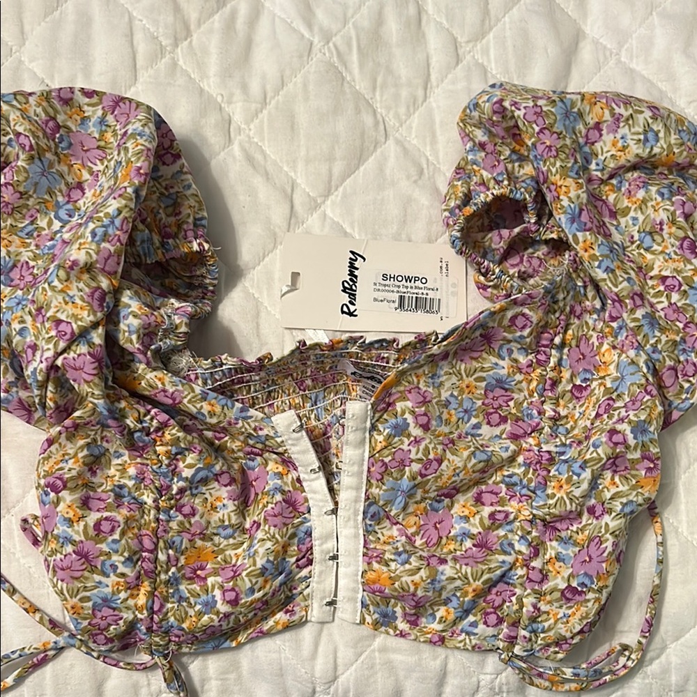 Floral Puff Sleeve Crop Top